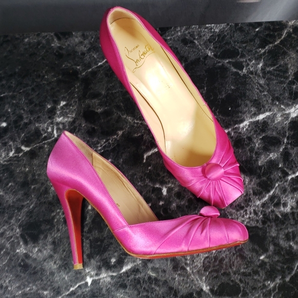 Christian Louboutin Shoes - Christian Louboutin Satin Button Knotted Pink Square Toe Sz. 39.5